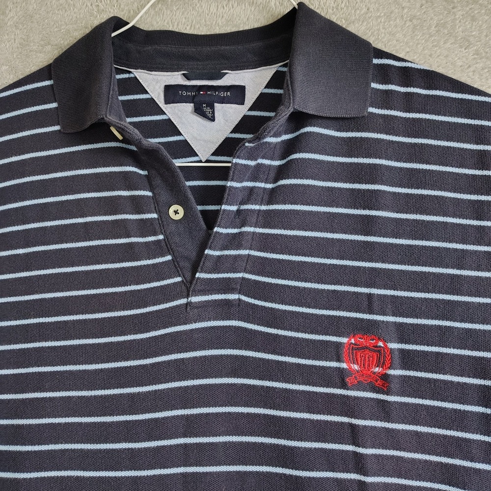 VTG Tommy Hilfiger Polo‎ Shirt Mens Medium Blue Short Sleeve Embroidered Logo